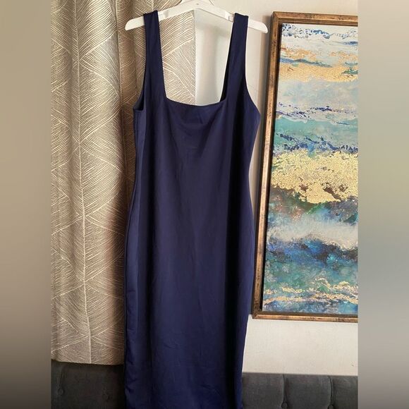 Good American Scuba Modern Tank Maxi Dress Navy Blue Sleeveless Sz 5-2X - Picture 6 of 14
